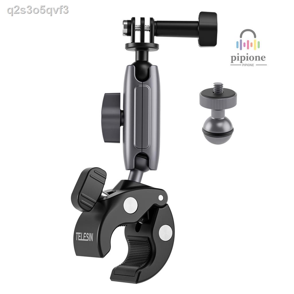 TELESIN GP-HBM-001 Bicycle Handlebar Super Clamp Mount Aluminum Alloy Dual 360° Rotatable Ball Head 