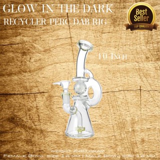 แจกันแก้ว Glow in the dark Recycler Perc Dab Rig 10 Inch