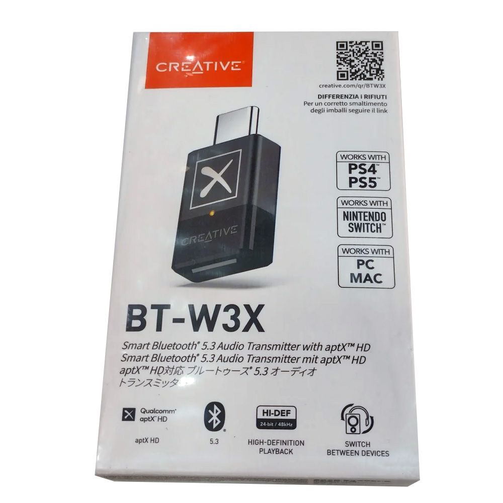 Creative BT-W3X Smart Bluetooth 5.3 Audio Transmitter with aptX HD