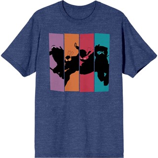 Tmnt Silhouette Four Colour Strip Mens Navy Heather T-shirt