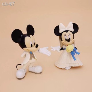 ⊕№♛Disney มิกกี้เมาส์ มิกกี้มินนี่ ชุดแต่งงานทำมือ ตุ๊กตา โมเดลรถ ของตกแต่งโต๊ะทำงาน ของขวัญของเล่น