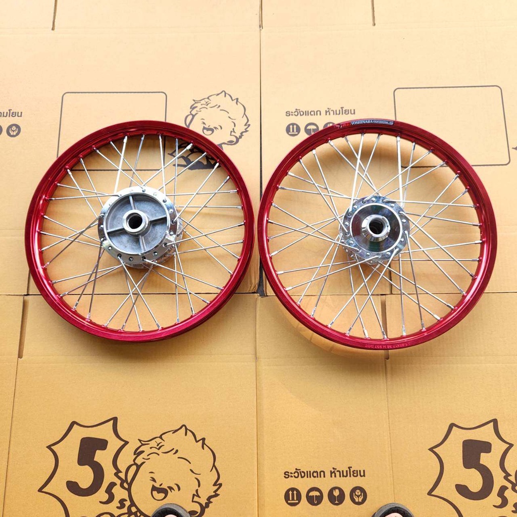 ชุดล้อ WAVE110i/ WAVE125 ปลาวาฬ/ DREAM SUPERCUB/ CZI ล้อโลสีแดง **ดุมเงา** ขอบล้อ17 อะไหล่แต่งรถ110i หน้าดิสหลังดั้