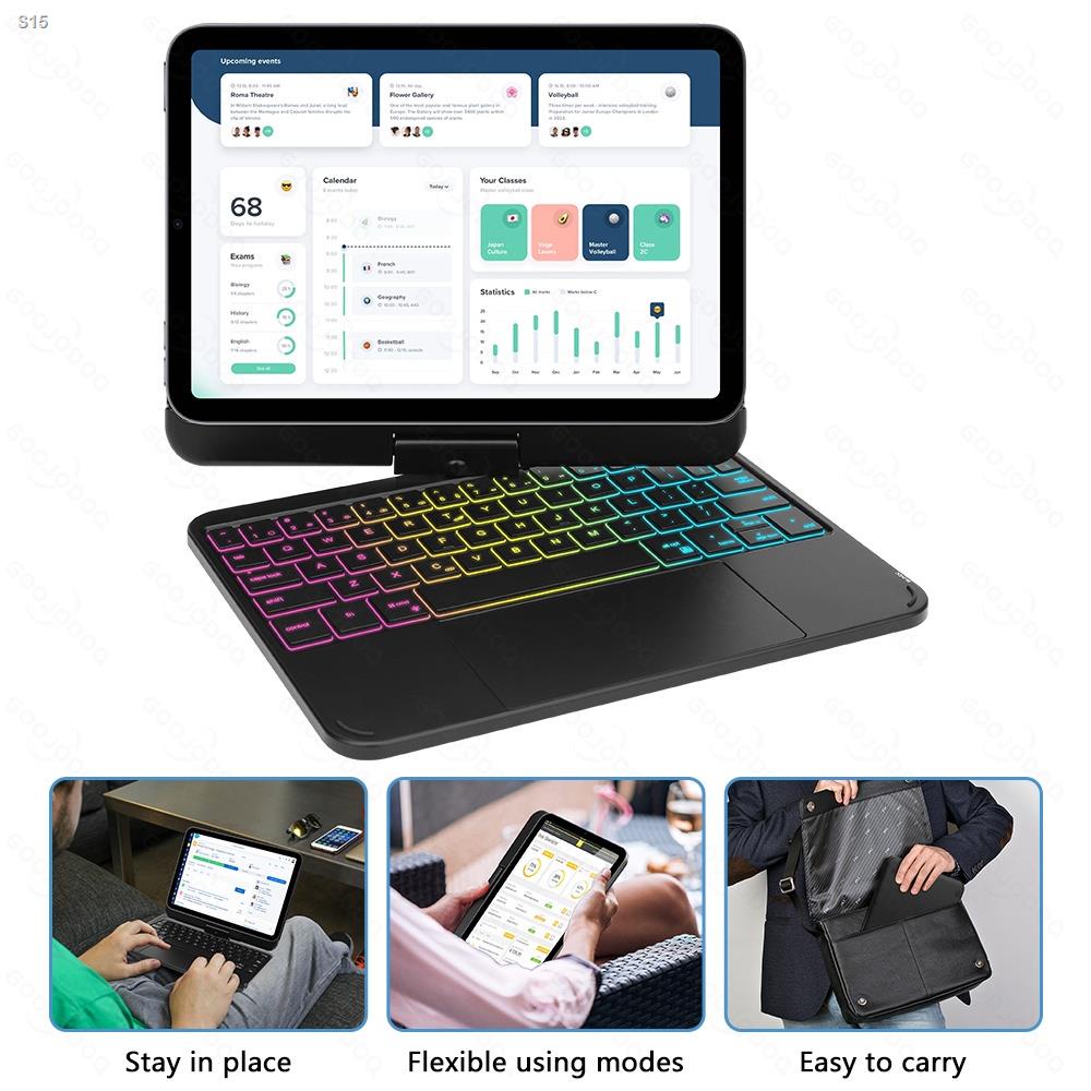 GOOJODOQ For iPad Mini 6 wireless Keyboard With Case Magnetic Cover Backlight Keyboard Rotatable wireless keyboard