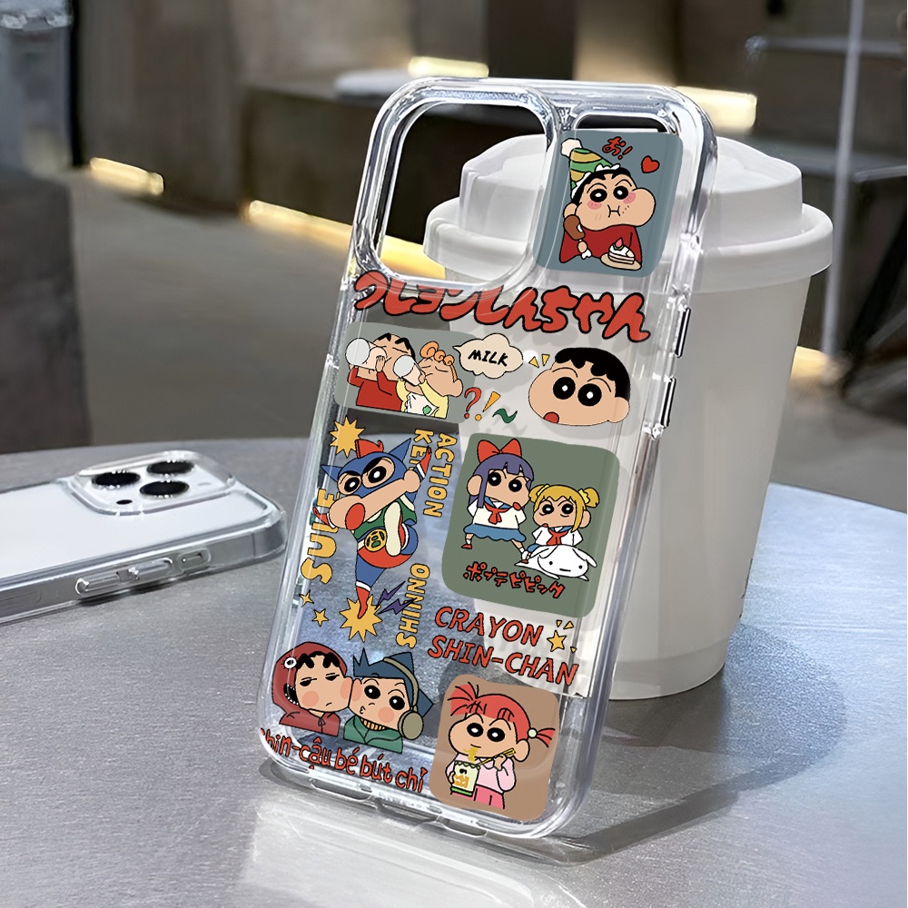 เคสโทรศัพท์มือถือ แบบใส ลายการ์ตูนชินจังน่ารัก สําหรับ iphone 14 pro max 11 13 12 7 8 Plus X XR XSMax