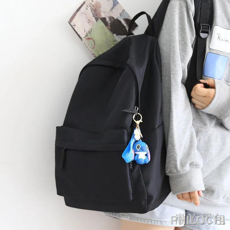 พร้อมส่งจ้า กระเป๋าเป้สะพายหลังสีทึบความจุขนาดใหญ่กระเป๋านักเรียนผู้ชายและผู้หญิงสีดำกระเป๋านักเรียนนักเรียน