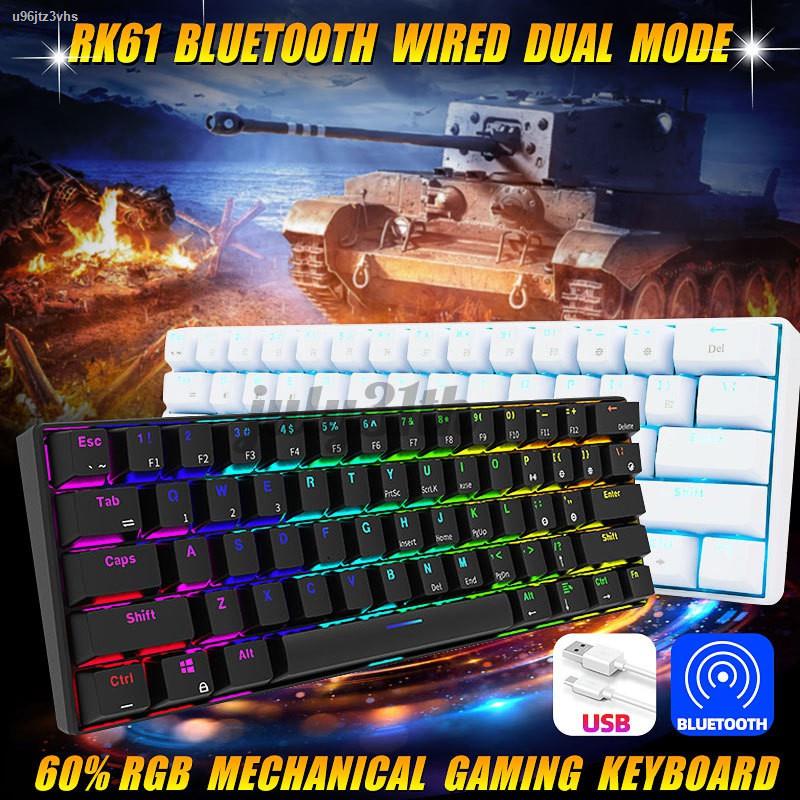 RGB Royal Kludge RK61 Mechanical Gaming Keyboard Bluetooth Wired Dual Mode 60% Black/White