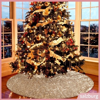 (salzburg) Portable Xmas Tree Skirt 122cm Round Sequins Christmas Tree Floor Pad Tear Resistant for Party
