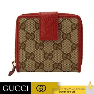 ของแท้ 💯% กระเป๋าสตางค์ GUCCI ORIGINAL GG ZIP AROUND SHORT WALLET (BEIGE/RED) [346056KY9LG8606]