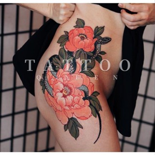 สติกเกอร์รอยสัก ลายดอกไม้ TATTOO D3 X258 Ukiyo-e Flower and Python TATTOO สําหรับติดตกแต่งแขน