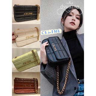 💯 แบรนด์ใหม่ 100% ของแท้ CELINE MATELASSE MONOCHROME หนังแกะสายโซ่กระเป๋าสะพายใต้วงแขน