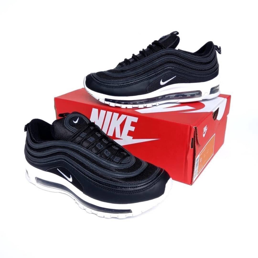 ♧✹✜Nike Air Max 97 Black White Unisex Sneakersรองเท้าผ้าใบผู้ชาย