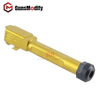 GunsModify SAI Stainless Threaded Barrel for Marui G19 (Gold) ชิ้นส่วน / อะไหล่อัพเกรด สำหรับบีบีแอซอฟต์เท่านั้น