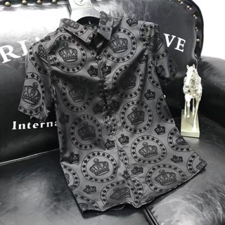 Crown เสื้อโปโลแขนสั้น ปักลาย สีดํา ไฮเอนด์ สําหรับผู้ชาย