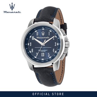 [2 Years Warranty] Maserati SUCCESSO 44mm Case Black Leather Mens Quartz Watch R8851121003