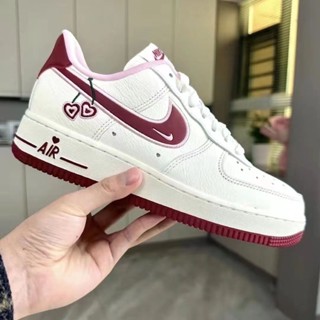 ✐Putian Pure Original AF1 Air Force One Cherry Valentine s Day Limited White Pink Girls Casual Trend รองเท้ากีฬา