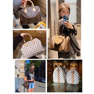 100% แบรนด์ใหม่แท้ Louis Vuitton / LV Speedy25/30 คลาสสิกลายเก่า / ลายสก๊อตกระเป๋าสะพายไหล่ข้างหนึ่ง