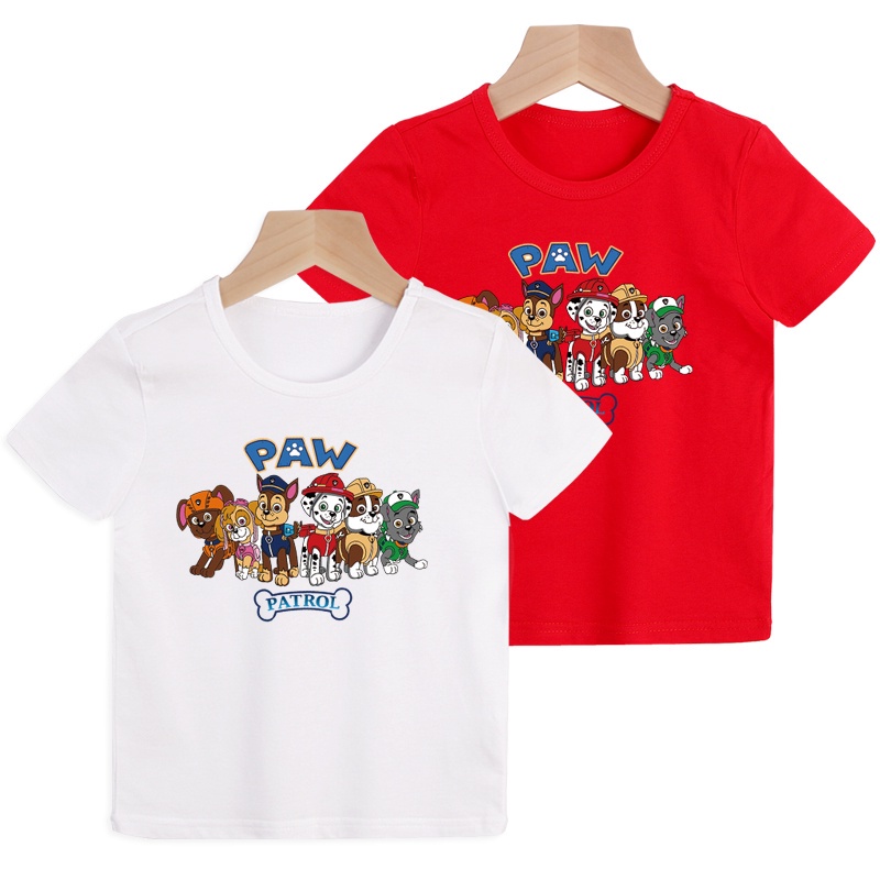 เสื้อยืดแขนสั้นพิมพ์ลายการ์ตูน Paw Patrol ฤดูร้อนสําหรับเด็ก 8 สี