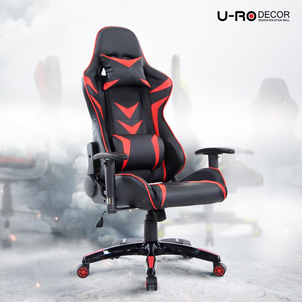 U-RO DECOR เก้าอี้เล่นเกมส์ปรับเอนนอนได้และปรับสูง-ต่ำได้ รุ่น ROBOT (โรบ็อต) สีดำ/แดง เก้าอี้เกมมิ่ง Gaming chair