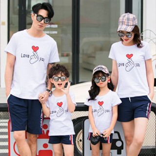 พร้อมส่ง เสื้อแขนสั้น ผ้าฝ้าย แฟชั่นฤดูร้อน สไตล์เกาหลี สําหรับครอบครัว พ่อแม่ และลูก 2023