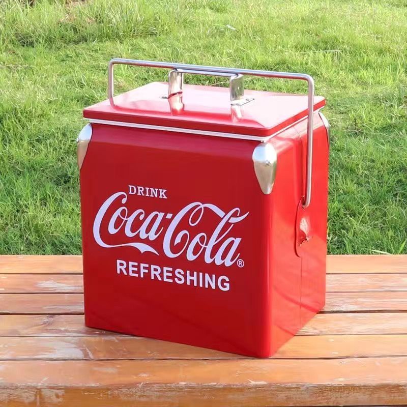 ┅Coca-Cola car incubator กล่องเย็นวางแผง ถังน้ำแข็ง ร้อนและเย็น 13L ตู้เย็นอาหารแคมป์ปิ้ง