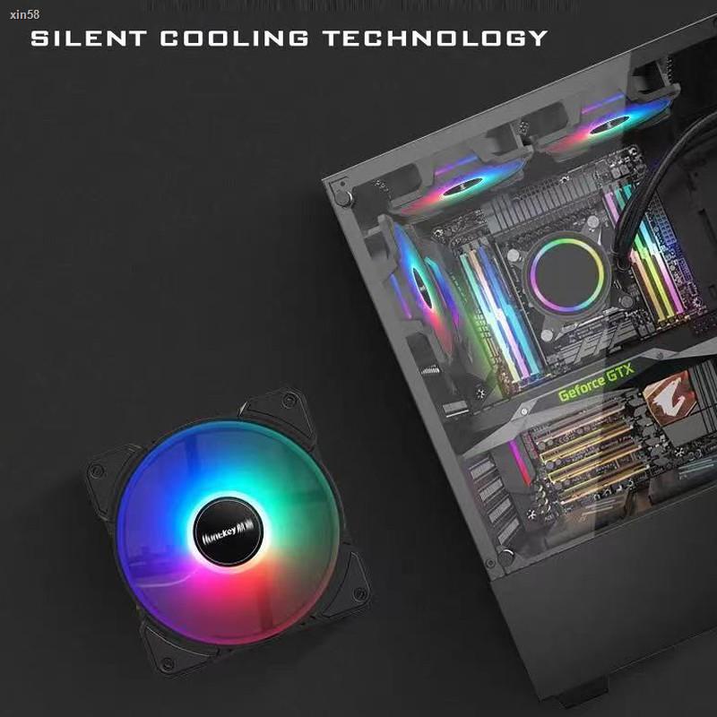 ♀Spot RGB Colorful Computer Case Cooling Fan LED Silent Desktop Fan 12CM 7 Leaves