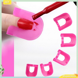 (shopeestore) 26x Nail Polish Edge Anti-Flooding Plastic Template Clip + 1 Pc Sticker Tool Set@D