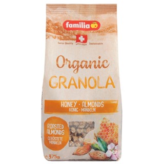 แฟมิเลียธัญพืชอบกรอบผสมน้ำผึ้งและอัลมอนด์ 375กรัม  /  Familla Bio Organic Honey Almond Crunch 375g.