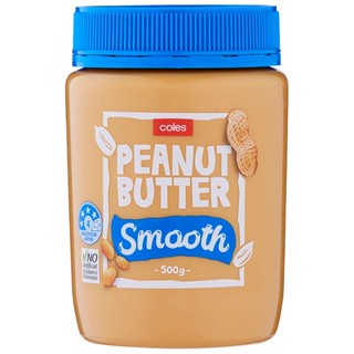 โคลส์เนยถั่วลิสงชนิดบดละเอียด 500กรัม  /  Coles Peanut Butter Smooth 500g.