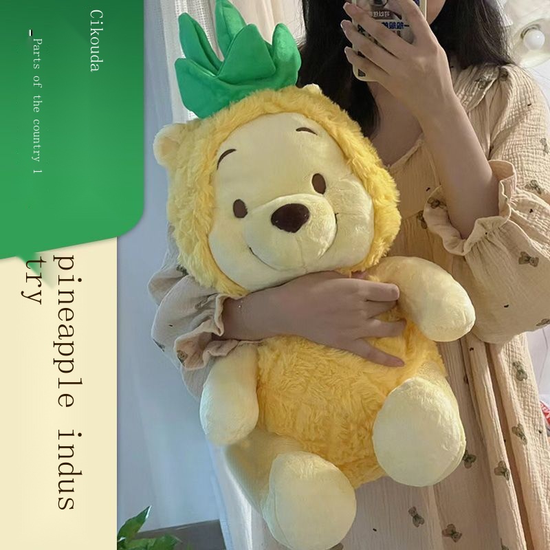 หมอนตุ๊กตานุ่ม รูปการ์ตูนดิสนีย์ หมีพัฟสับปะรด หมีพูห์ เหมาะกับของขวัญวันเกิด สําหรับแฟนสาว