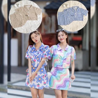 Colorful Set - สาวอวบ สาวตัวเล็ก เซ็ตเสื้อครอปกางเกงกระโปรง ผ้าดีใส่สบาย ไม่บาง ชุดเซ็ท2ชิ้น ผู้หญิง 1729625565036776078