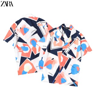 [พร้อมส่ง] Zara เสื้อเชิ้ตแขนสั้นลําลอง คอปกพับ พลัสไซซ์ สไตล์วินเทจ แฟชั่นฤดูร้อน สําหรับผู้ชาย และผู้หญิง 2023