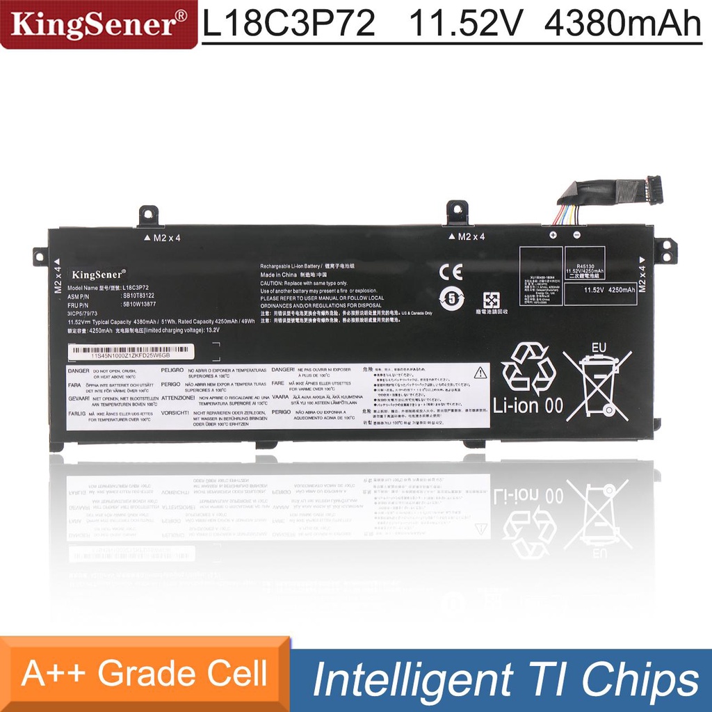 KingSener L18C3P72แบตเตอรี่แล็ปท็อปสำหรับ Lenovo T Hink P AD T490 T495 P43S L18M4P74 L18C3P71 Gen L1