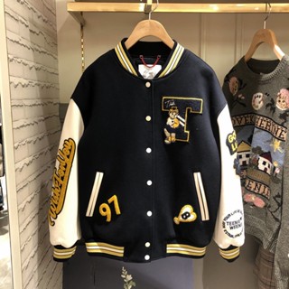 KR930TeddyBearBaseballJacketเสื้อแจ็คเก็ตเบสบอลหล่อๆเท่ห์วัยรุ่นเมกันลายน้องหมี97ใส่แฟชั่นหรือไปตปทได้บุหนา