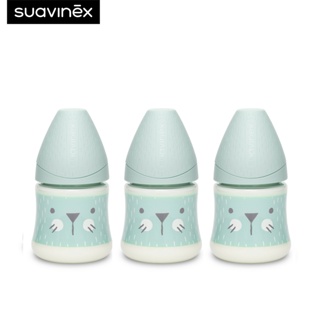 Suavinex (แพ็ค 3 ชิ้น) ขวดนม ลาย HYGGE รุ่น Premium polyamide wide neck bottle with round teat 150ml สำหรับอายุ +0 เดือน