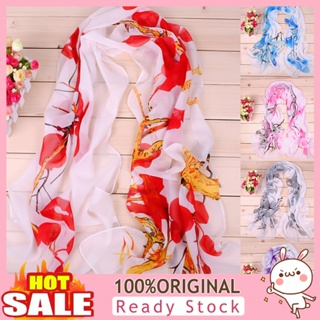 [B_398] Fashion Ink Painting Old Floral Print Women Chiffon Thin Shawl Long Scarf