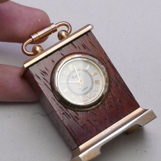 นาฬิกา Vintage มือสองญี่ปุ่น Pocket Watch นาฬิกาพกนาฬิกาตั้งโต๊ะทำจากไม้ระบบQUARTZทรงกลม กรอบเงินหน้าปัด 35มม