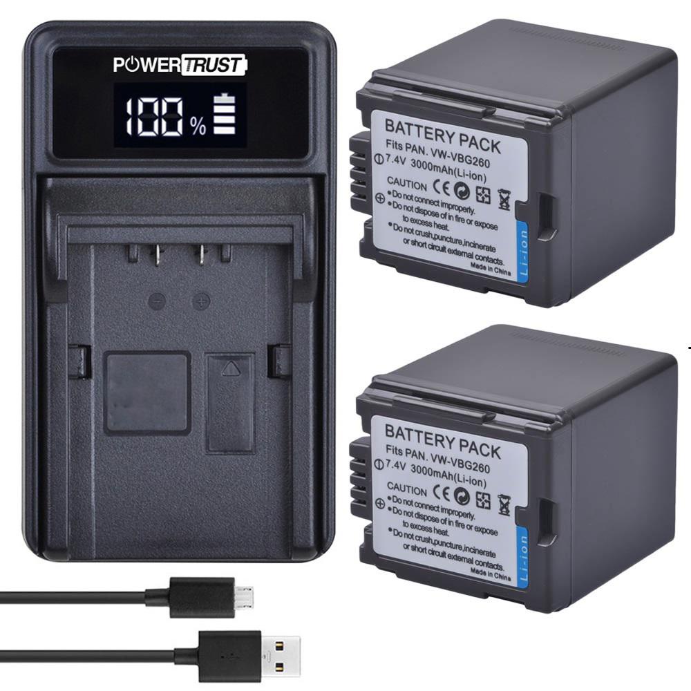 VW-VBG260 VW VBG260 VWVBG260แบตเตอรี่ /Led Charger สำหรับ Panasonic AG-AC7 AG-AF100 SDT750 HS300 HS7