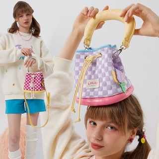 ▬❃☢LOLA DESIGN "Donut Girl" กระเป๋าทรง Bucket สุดน่ารัก Girl Niche Design One Shoulder Messenger Small Bag