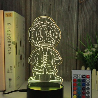 พร้อมส่ง โคมไฟกลางคืน รูปอนิเมะ One Piece 3D สําหรับตกแต่งหอพักนักเรียน