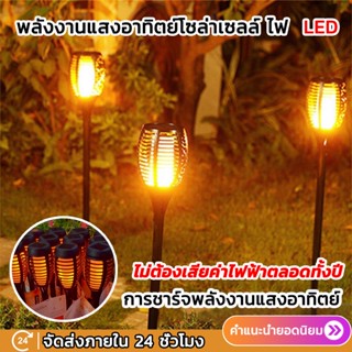 QIAOYUE  ไฟปักสนาม Solar light 33 LED เปลวไฟ ใช้ในสวน