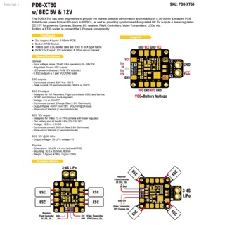 QWinOut Systems PDB XT60 W/ BEC 5V &amp; 12V 2oz Copper สำหรับเฮลิคอปเตอร์ RC Quadcopter Muliticopter Drone ของเล่น FPV Mult