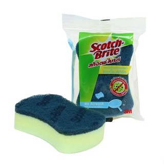 ฟองน้ำพร้อมใยขัด SCOTCH-BRITE ANTIBACTERIAL 3x4 นิ้ว สีน้ำเงิน