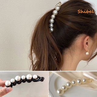 HOT_ ผู้ถือหางม้าฟันลื่นFaux Pearl Decor Anti-Break Anti-Crackผมคงที่คลิปกล้วยม้วนผมหางม้าอุปกรณ์เสริมผม