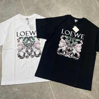 Loewe เสื้อยืดแขนสั้น ผ้าฝ้าย พิมพ์ลาย แฟชั่นฤดูร้อน สําหรับผู้ชาย และผู้หญิง