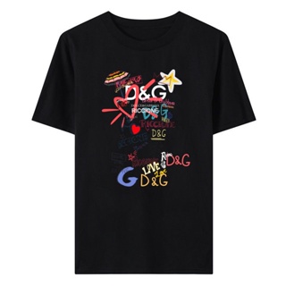 เสื้อยืดคอกลม แขนสั้น พิมพ์ลาย Dolce &amp; Gabbana DG สไตล์เกาหลี