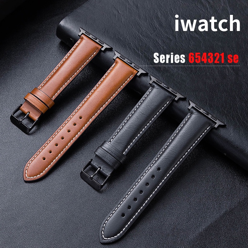 ❧◈◈Leather strap For apple watch se band 44mm 40mm watchband bracelet correa apple watch 6 5 4 3 iwatch band 38mm 42mm a