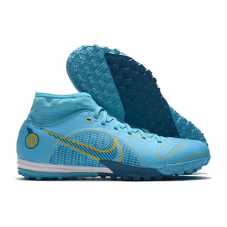 Nike Assassin 14 High Top MD ถุงเท้าหญ้าสตั๊ด รองเท้าฟุตบอล สีฟ้า Nike Superfly 8 Academy TF39-45