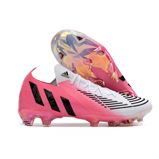 Adidas PREDATOR EDGE.1 LOW FG รองเท้าฟุตบอล สีชมพูและสีขาว 39-45