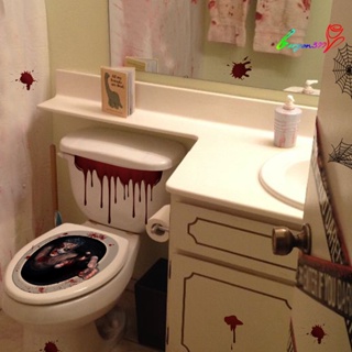 【AG】2Pcs/Set Toilet Decals Halloween Theme Pattern Waterproof PVC Wall Stickers Bathroom Decor