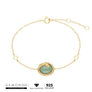 Gemondo  สร้อยข้อมือเงินแท้ 925 Srerling Silver ประดับหยก Oval Jadeite ทรงวงรีดีไซน์ลวดลายงู : สร้อยเงิน สร้อยเงินแท้ สร